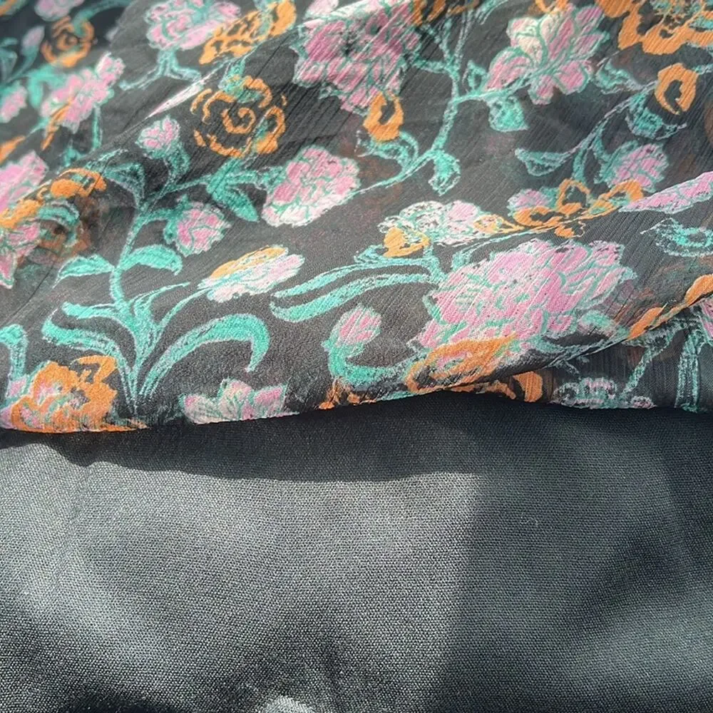 Free People FP See It Through Floral Boho Lined Dress Black Size M - Picture 5 of 5